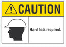 CAUTION Hard Hat Required Sign LCU3-0115-RD_5x3.5