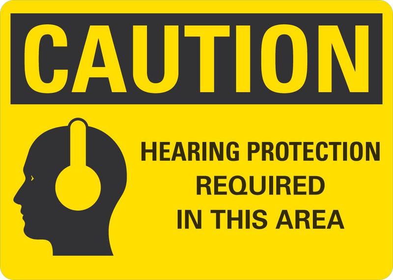 CAUTION Hearing Protection Required In This Area Sign LCU3-0156-NP_10x7
