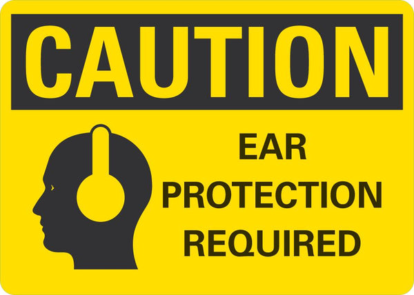 CAUTION Ear Protection Required Sign LCU3-0157-NP_10x7