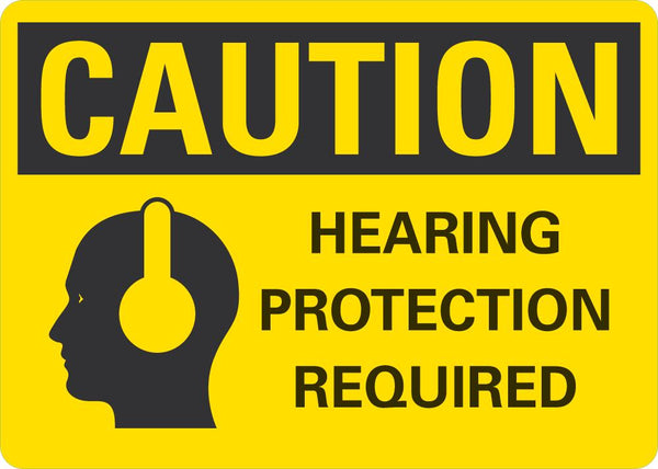 CAUTION Hearing Protection Required Sign LCU3-0159-NP_10x7