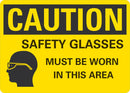 CAUTION Safety Glasses Must Be Worn In This Area Sign LCU3-0166-NP_10x7