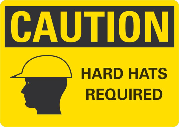 CAUtION Hard Hat Required Sign LCU3-0179-NP_10x7