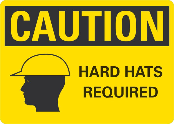 CAUtION Hard Hat Required Sign