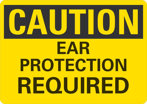 CAUTION Ear Protection Required Sign LCU3-0289-NP_10x7