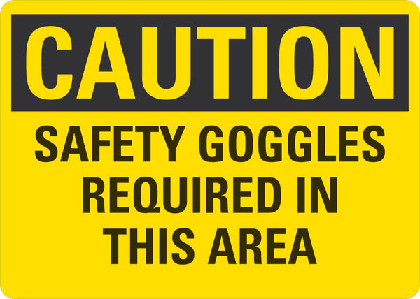 CAUTION Safety Googles Required In This Area Sign LCU3-0364-NP_10x7