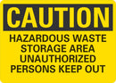 CAUTION Hazardous Waste Storage Area, Unauthorized Persons Keep Out Sign LCU3-0448-NP_10x7