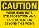 CAUTION Wear Hard Hats, Eye Protection And Ear Protection Sign LCU3-0462-NP_10x7