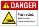 DANGER Pinch Point, Watch Your Hands Sign LCU4-0002-NA_10X7