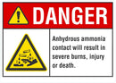 DANGER Anhydrous Ammonia Contact Will Result in Severe Burns, Injury Or Death sign LCU4-0008-NA_10X7