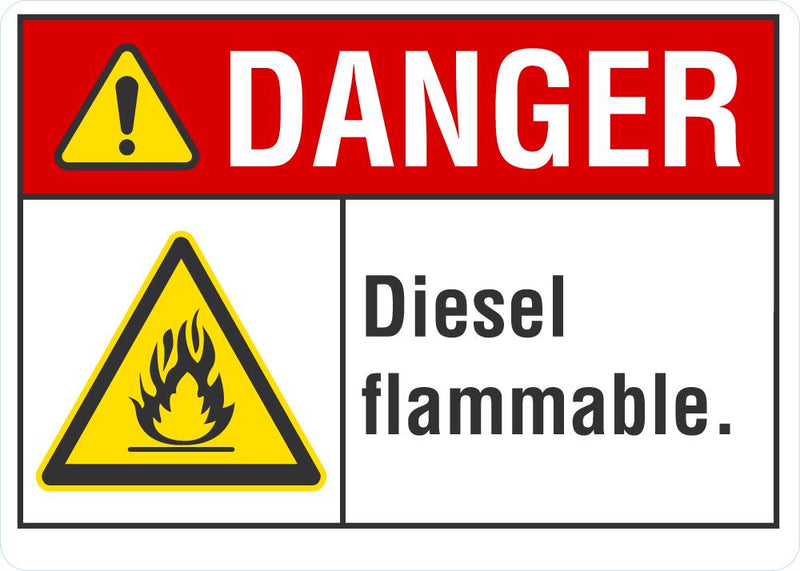 DANGER Diesel Flammable Sign LCU4-0011-NA_10X7