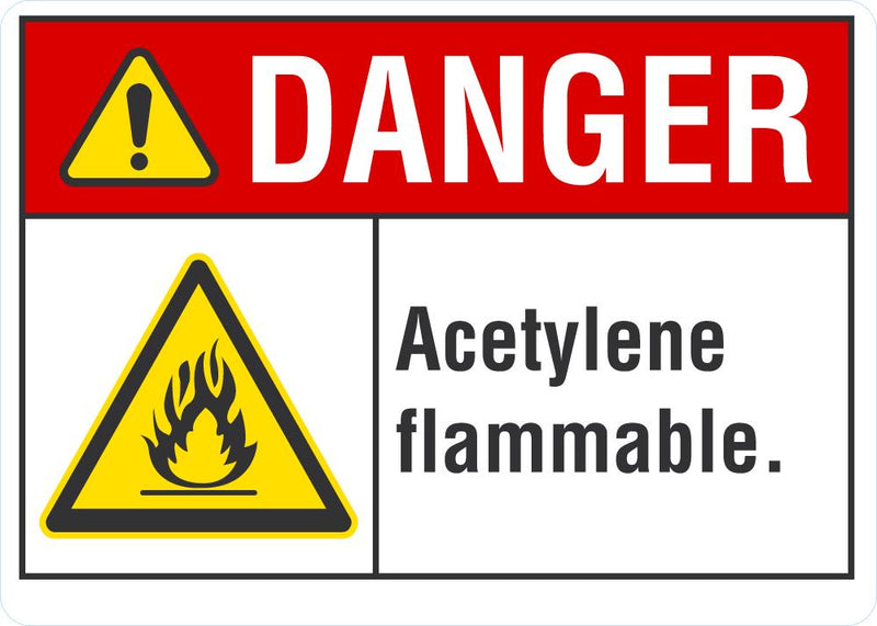 DANGER Acetylene Flammable Sign LCU4-0014-NA_10X7