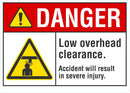 DANGER Low Overhead Clearance Sign LCU4-0020-NA_10X7