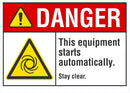 DANGER This Equipment Starts Automatically Sign LCU4-0025-NA_10X7