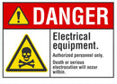 DANGER Electrical Equipment Sign LCU4-0033-NA_10X7