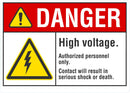 DANGER High Voltage, Authorize Personnel Only Sign LCU4-0042-NA_10X7
