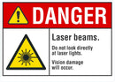 DANGER Laser Beams Sign LCU4-0054-RD_10x7
