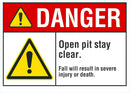 DANGER Open Pit, Stay Clear Sign LCU4-0057-NA_10X7