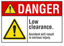 DANGER Low Clearance Sign LCU4-0059-NA_10X7
