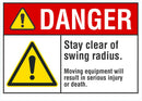 DANGER Stay Clear Of Swing Radius Sign LCU4-0064-NA_10X7