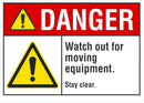 DANGER Watch Out For Moving Equipment Sign LCU4-0066-NA_10X7