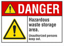 DANGER Hazardous Waste Storage Area Sign LCU4-0067-NA_10X7