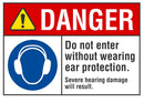 DANGER Do Not Enter Without Wearing Ear Protection Sign LCU4-0085-NA_10X7