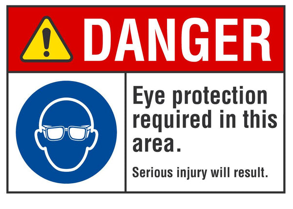 DANGER Eye Protection Required In This Area Sign