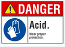 DANGER Acid, Wear Proper Protection Sign LCU4-0091-NA_10X7