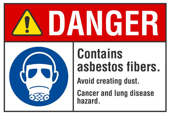 DANGER Contains Asbestos Fibers Sign
