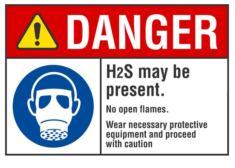DANGER H2S May Be Present Sign LCU4-0098-NA_10X7