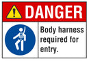 DANGER Body Harness Required For Entry Sign LCU4-0102-NA_10X7