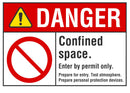 DANGER Confined Space, Enter By Permit Only Sign LCU4-0104-NA_10X7