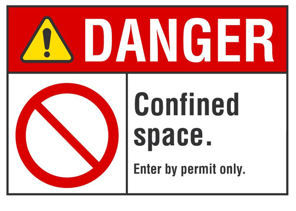 DANGER Confined Space, Enter By Permit Only Sign