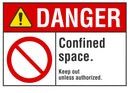 DANGER Confined Space, Keep Out Unless Authorized Sign LCU4-0117-NA_10X7
