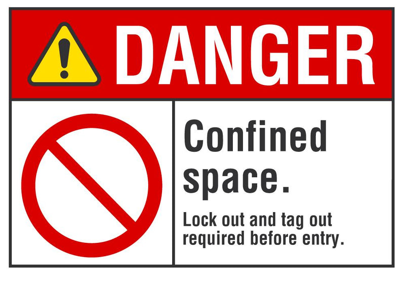 DANGER Confined Space, Lock Out And Tag Out Required Sign LCU4-0118-NA_10X7