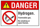 DANGER Hydrogen, Flammable Gas Sign LCU4-0126-RD_10X7