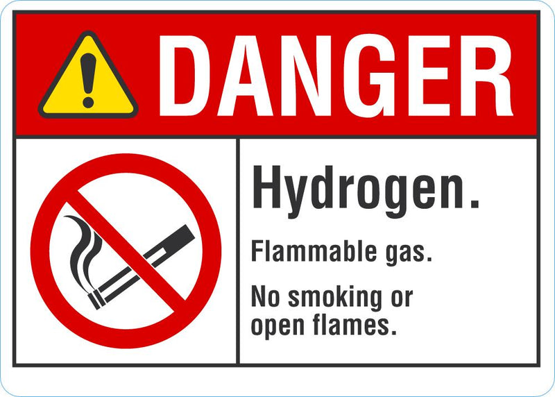 DANGER Hydrogen, Flammable Gas Sign LCU4-0126-RD_10X7