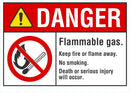 DANGER Flammable Gas, Keep Fire Or Flame Away, No Smoking Sign LCU4-0134-NA_10X7