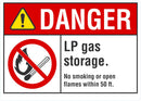 DANGER LP Gas Storage, No Smoking Sign LCU4-0135-RD_14X10