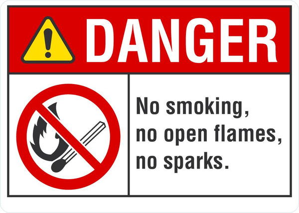 DANGER No Smoking, No Open Flames, No Sparks Sign