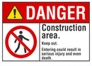 DANGER Construction Area, Keep Out Sign LCU4-0138-NA_10X7