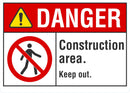 DANGER Construction Area, Keep Out Sign LCU4-0140-NA_10X7