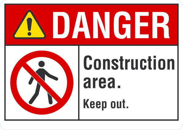 DANGER Construction Area, Keep Out Sign LCU4-0140-NA_10X7