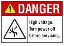 DANGER High Voltage, Turn Power Off Before Servicing Sign LCU4-0154-NA_10X7