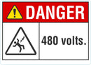 DANGER 480 Volts Sign LCU4-0155-NA_10X7