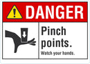 DANGER Pinch Point, Watch Your Hands Sign LCU4-0164-NA_10X7