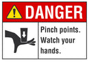 DANGER Pinch Points, Watch Your Hands Sign LCU4-0165-NA_10X7