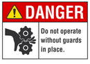 DANGER Do Not Operate Without Guards in Place Sign LCU4-0167-NA_10X7