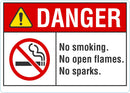 DANGER No Smoking, No Open Flames, No Sparks Sign LCU4-0172-RA_10x7