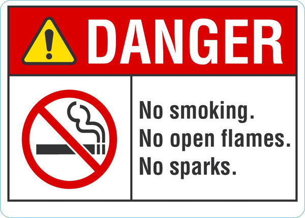 DANGER No Smoking, No Open Flames, No Sparks Sign LCU4-0172-RA_10x7